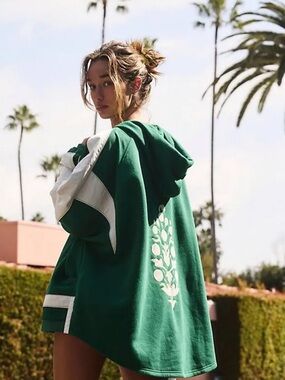 FP Movement Racing Stripes Hoodie in Green, size S NWOT